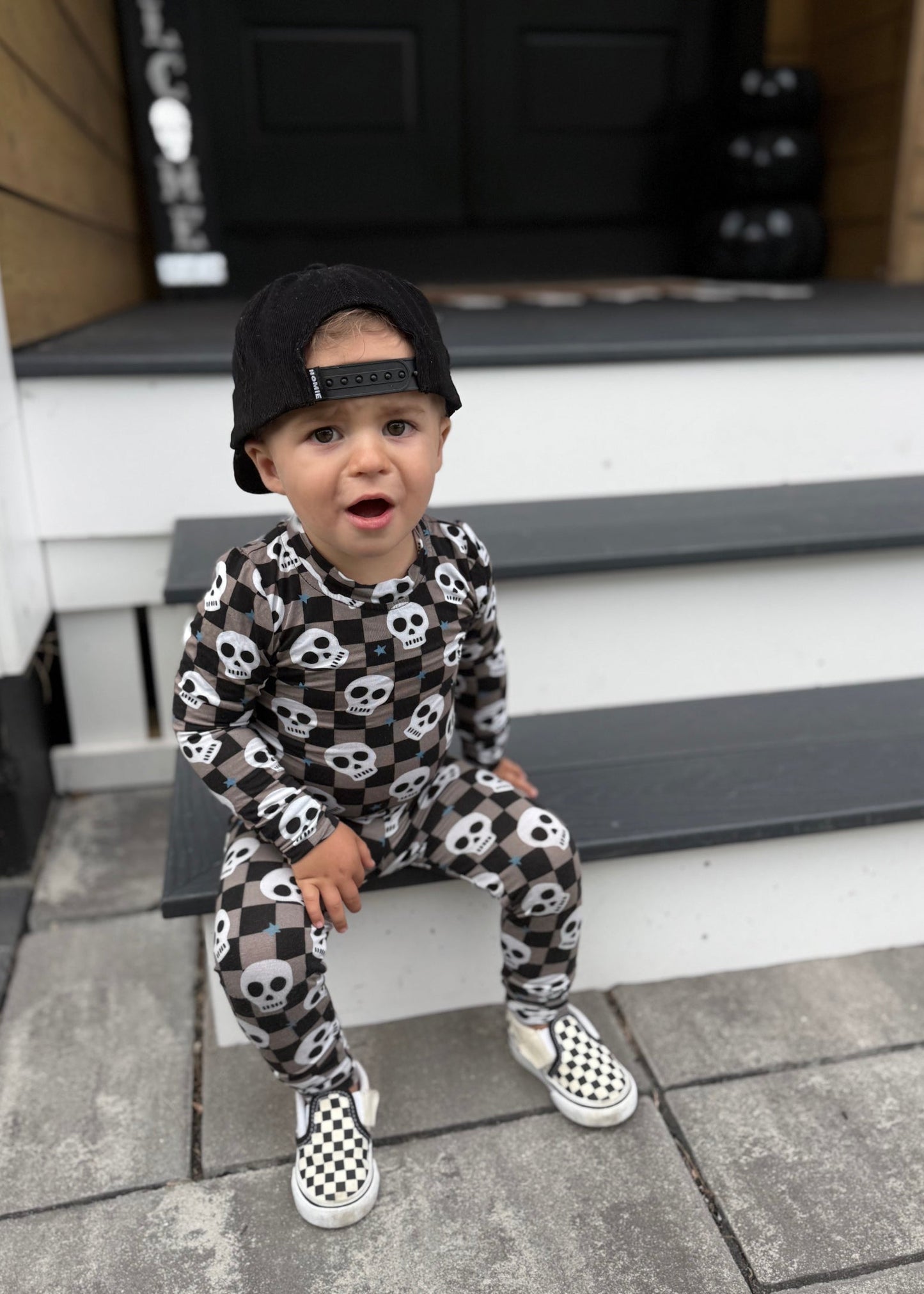 Bamboo Toddler Two-Piece Halloween Pajamas | Spooky Skull Set