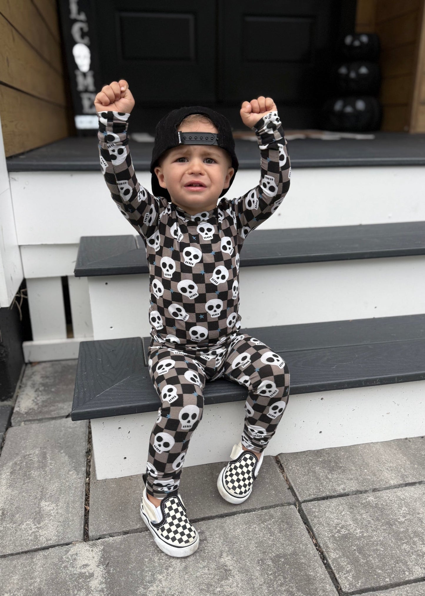 Bamboo Toddler Two-Piece Halloween Pajamas | Spooky Skull Set