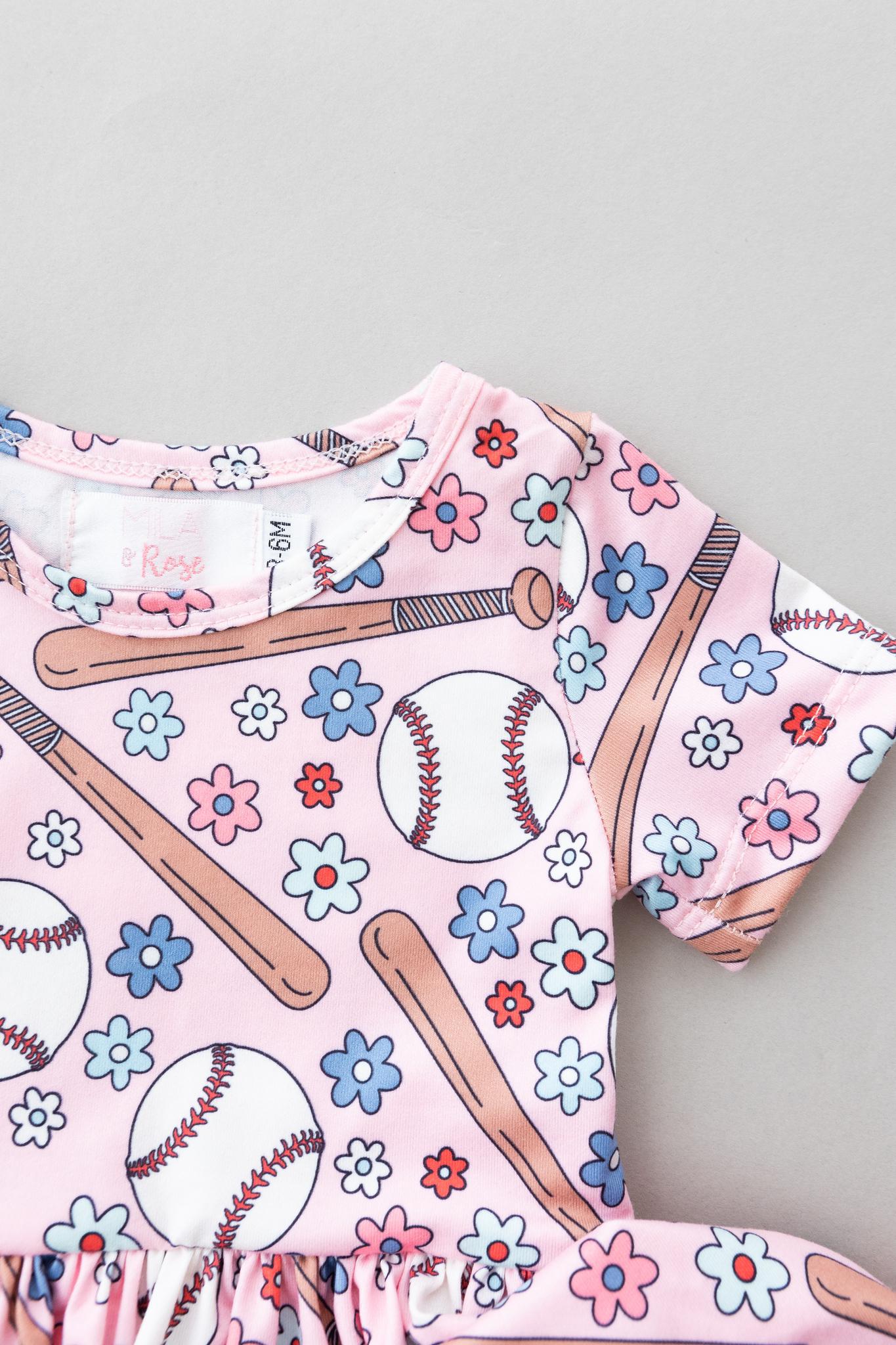 Batter Up S/S Twirl Bodysuit Romper