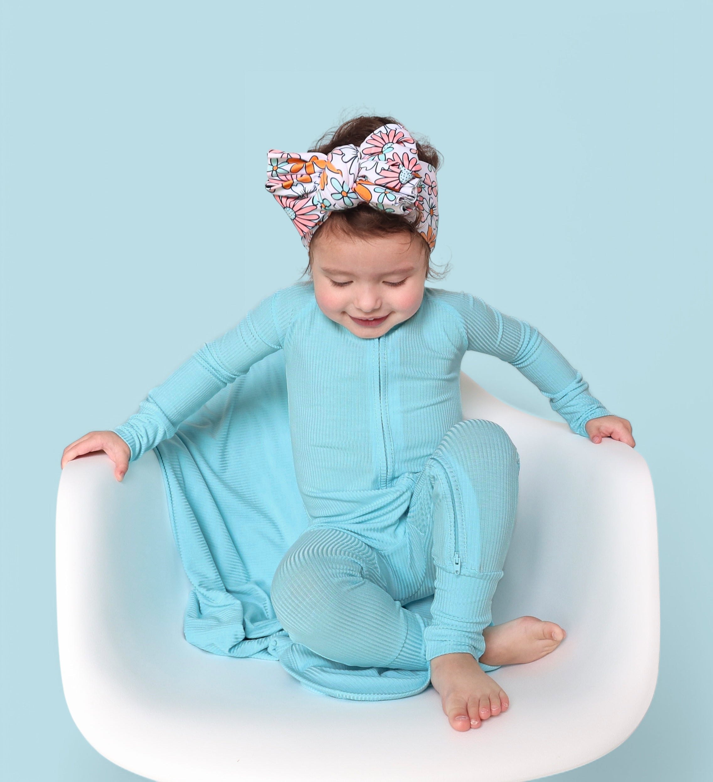 CAPRI BLUE RIB DREAM ZIPPER ROMPER