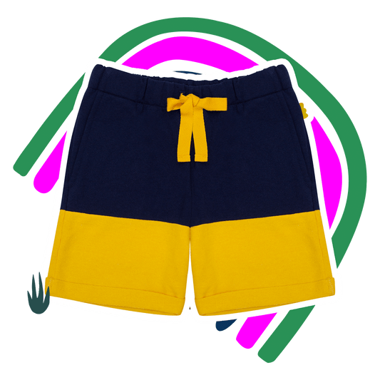 Bi-Color Shorts - Navy & Yellow