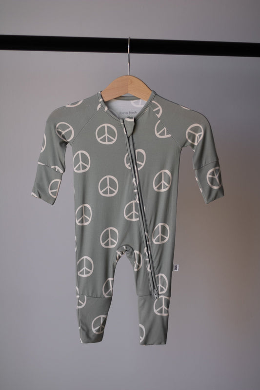 Bamboo Zip Pajamas Zipper Romper | Peace