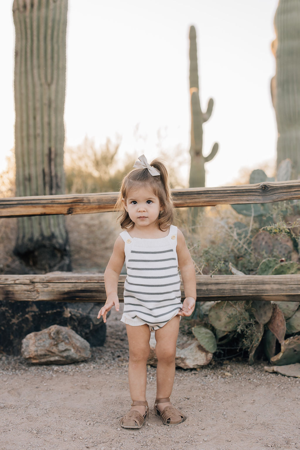 Sage Stripe Knit Bubble Tank Romper