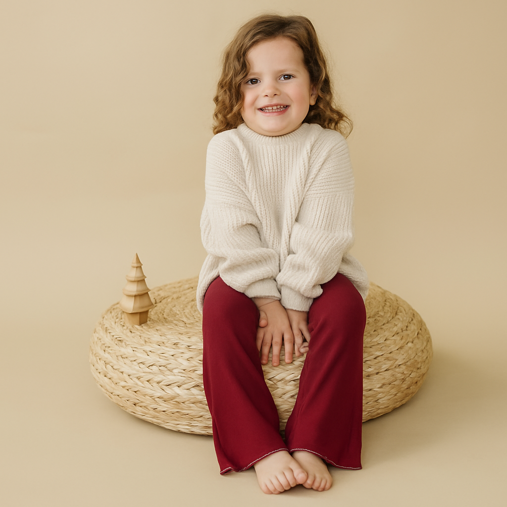 Christmas Ribbed Flared Leggings - Red or Green