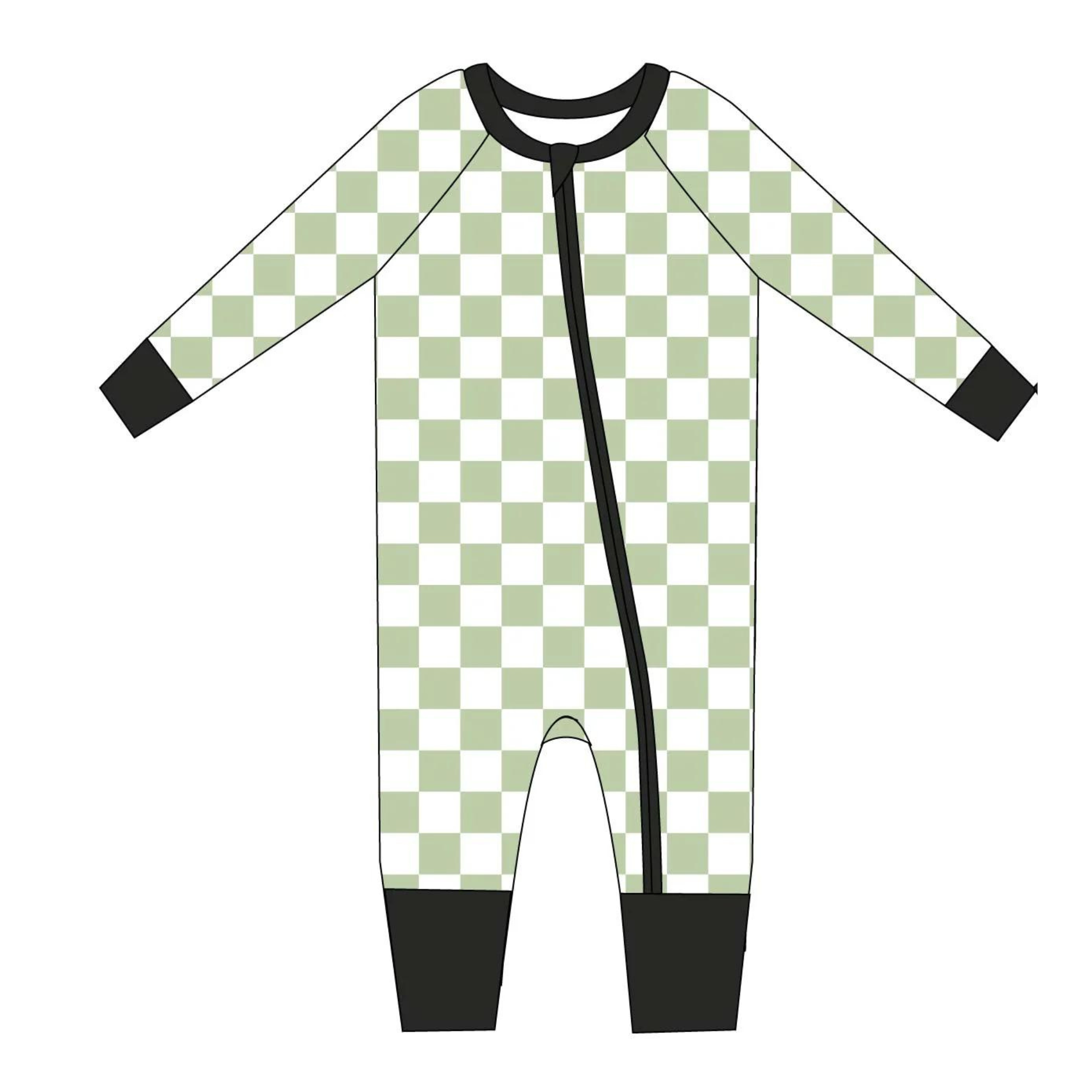 Green Checker - Zippy Zipper Romper