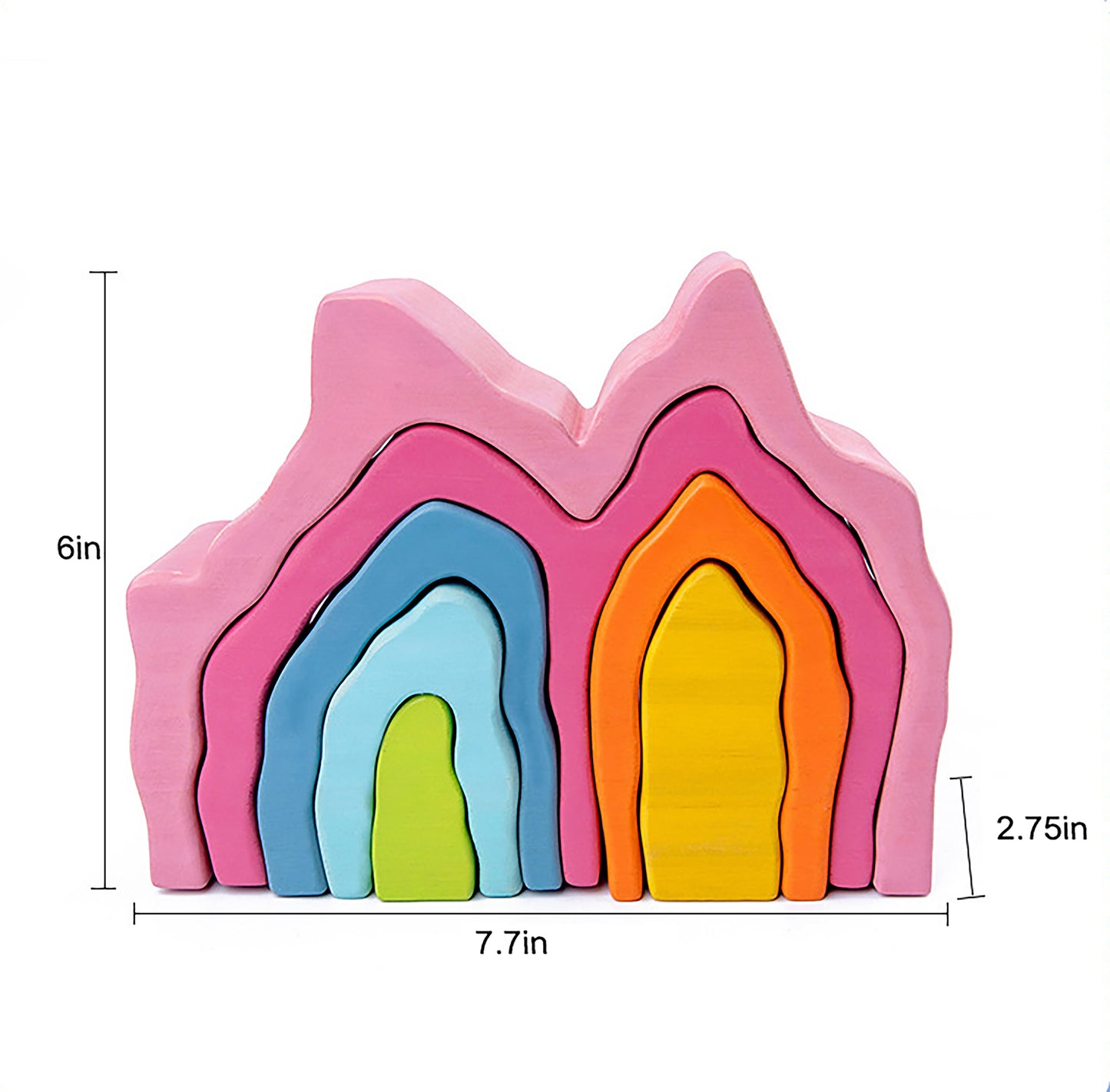 Wooden Mountain Rainbow Stacker Toy Puzzle Blocks