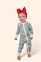 BASEBALL SMILEY DREAM ZIPPER ROMPER