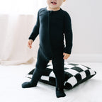 BLACK RIB DREAM ZIPPER ROMPER