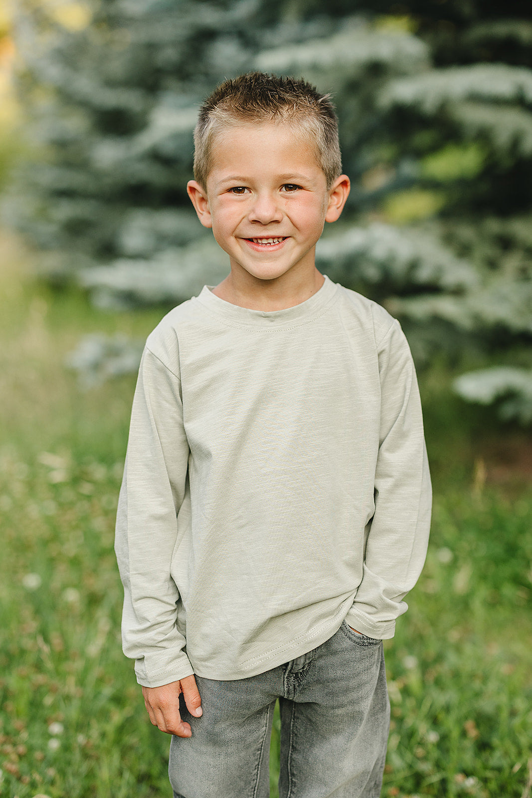 Sage Long Sleeve Cotton Tee Top