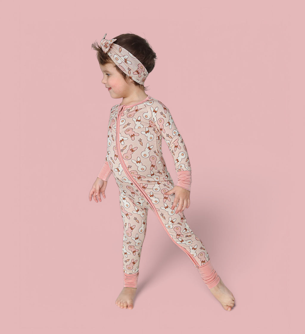 BUNNIES AND BOWS DREAM ZIPPER ROMPER