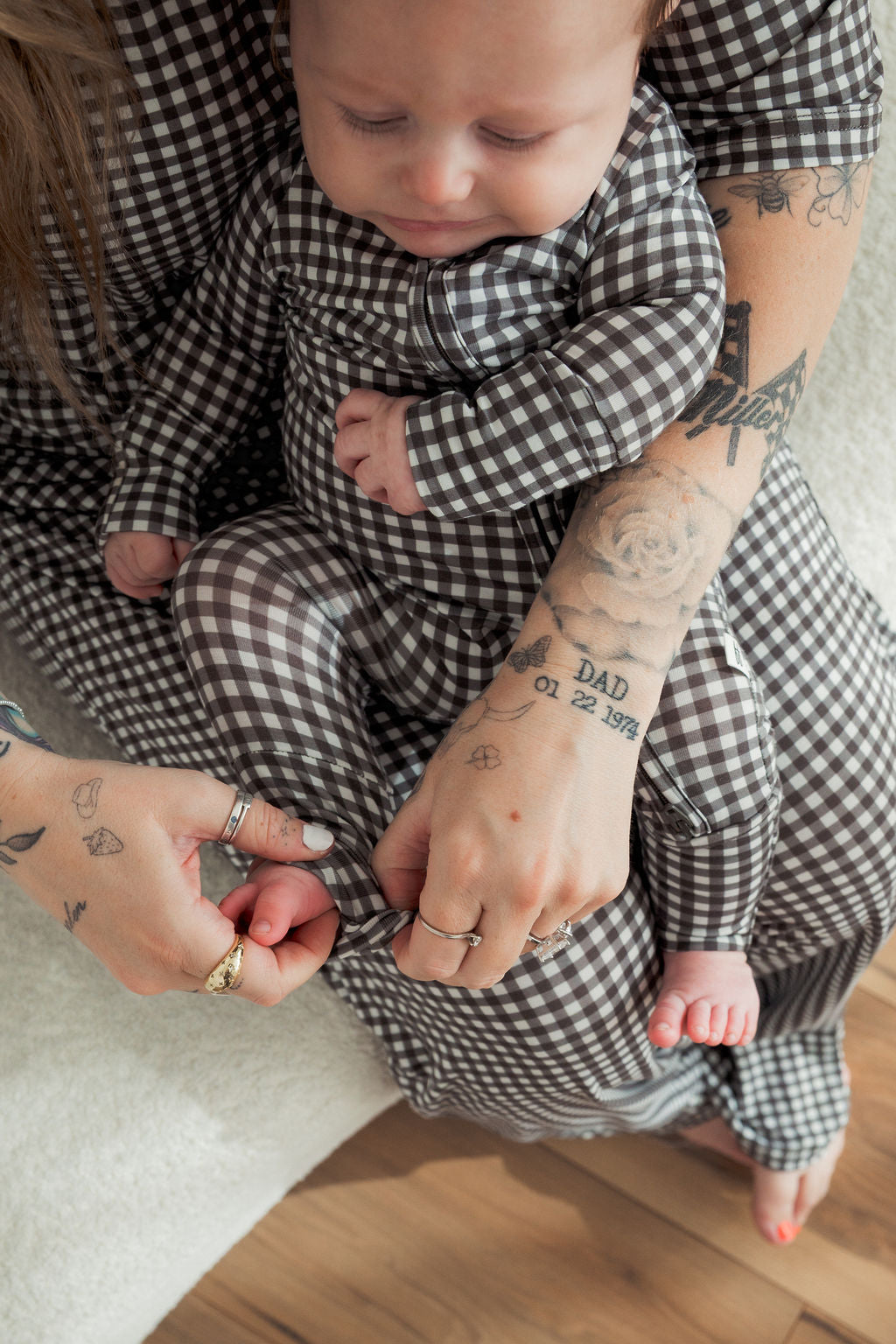 Bamboo Zip Pajamas | Green Gingham