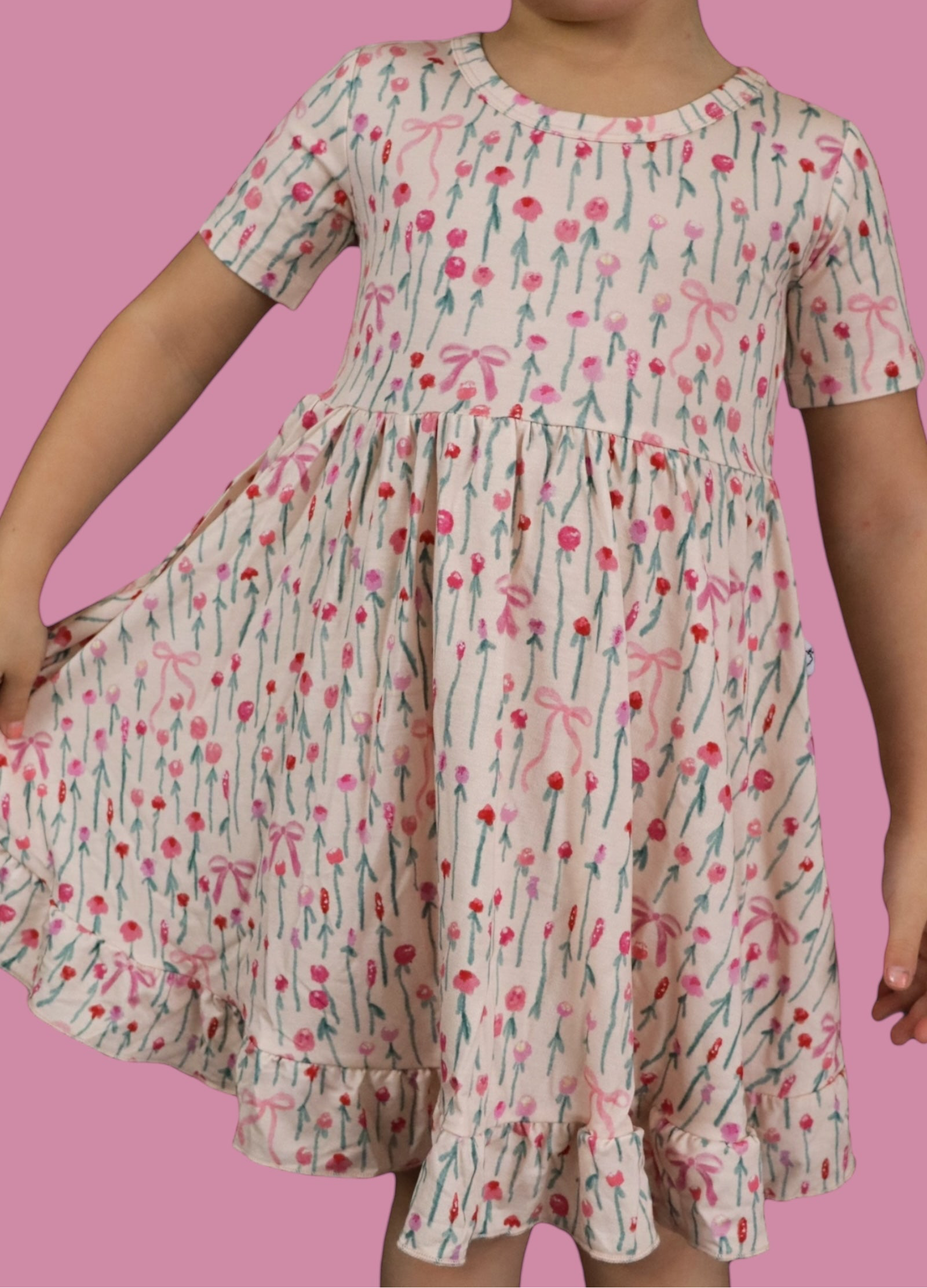 BLOOMS & BOWS FLORAL DREAM RUFFLE DRESS