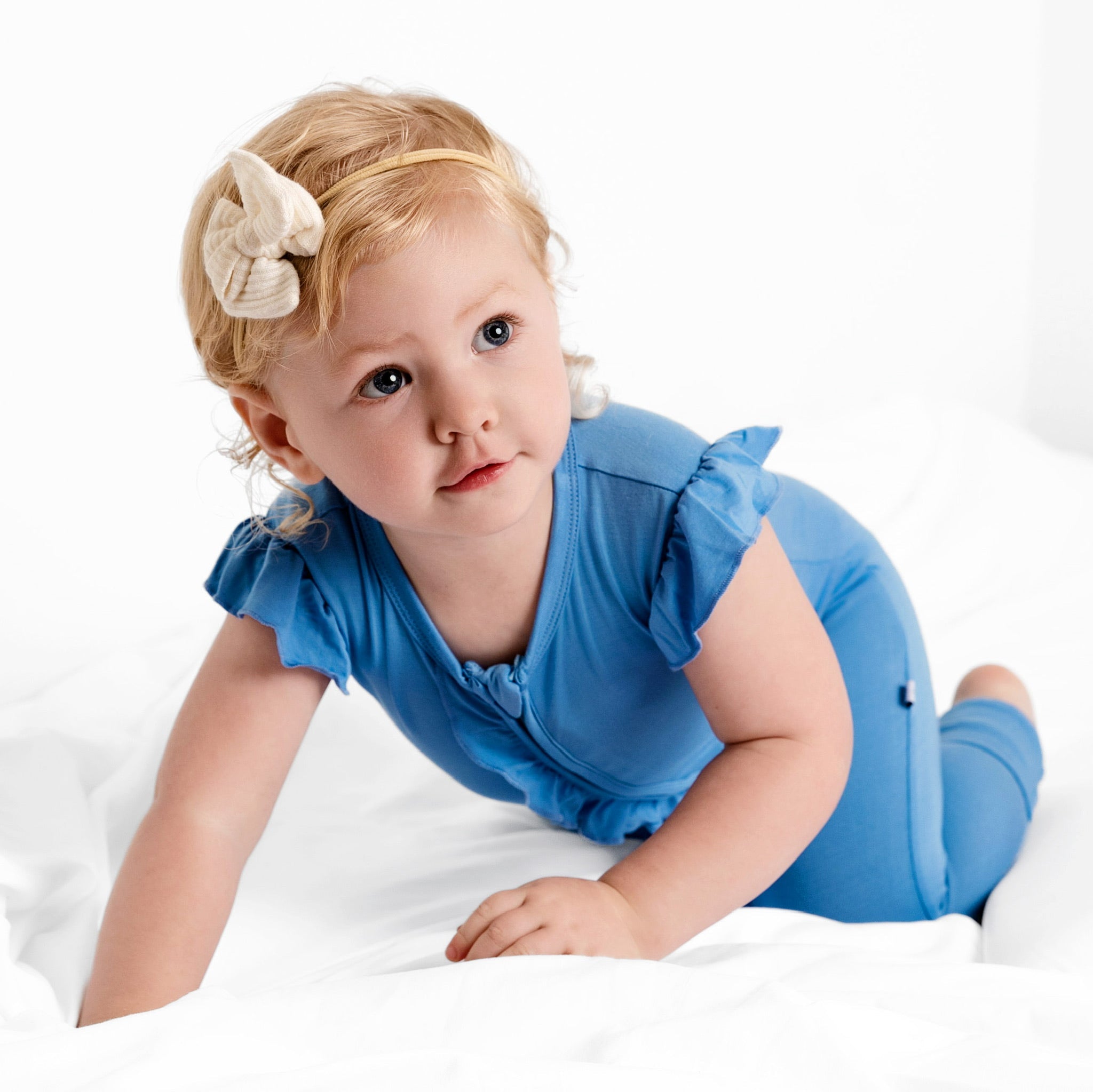 Azure Ruffle Zippy Zipper Romper