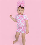 BUBBLEGUM WAVY CHECKERS DREAM SHORT SET