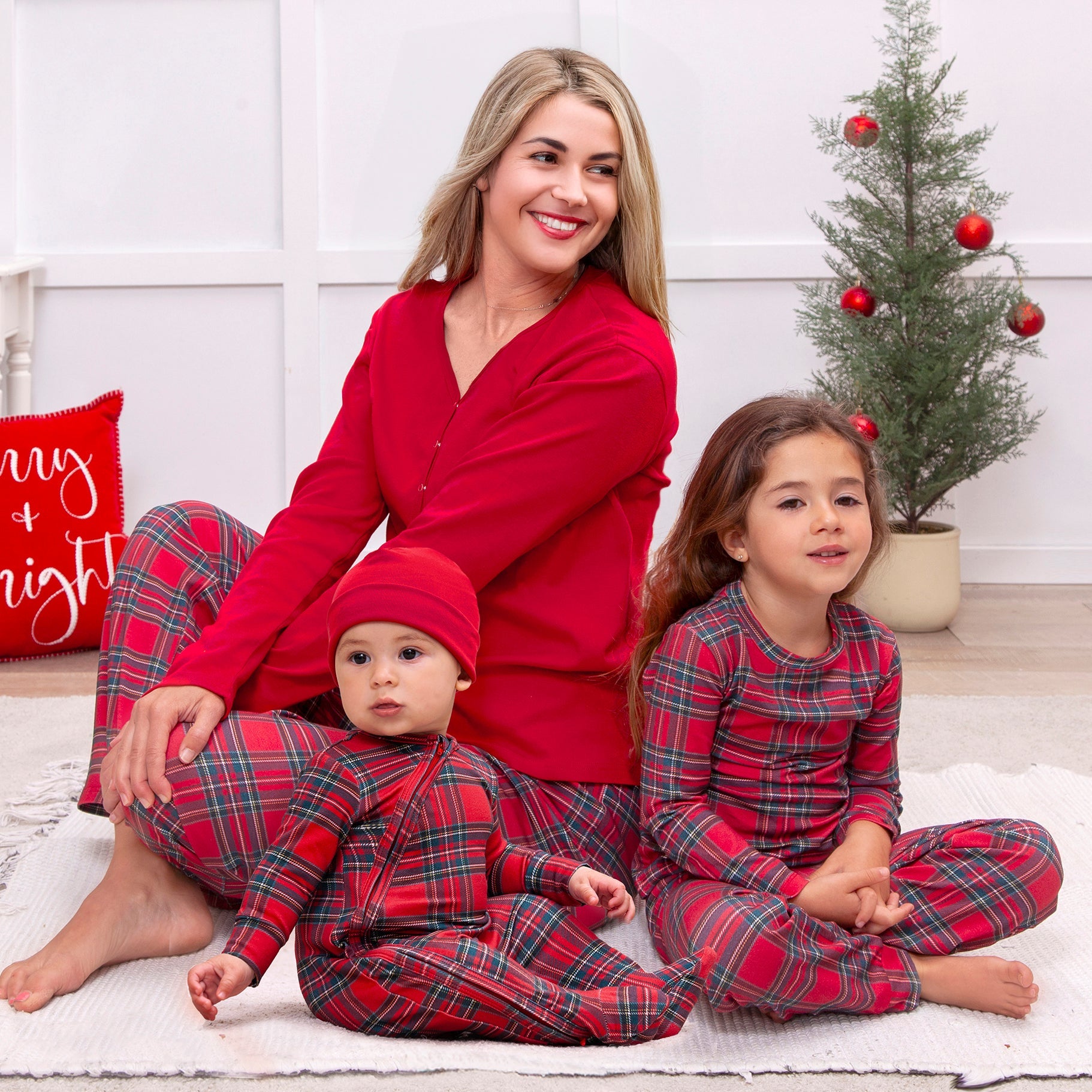 Christmas Bamboo Unisex Pajama Pants – Classic Red Tartan Plaid