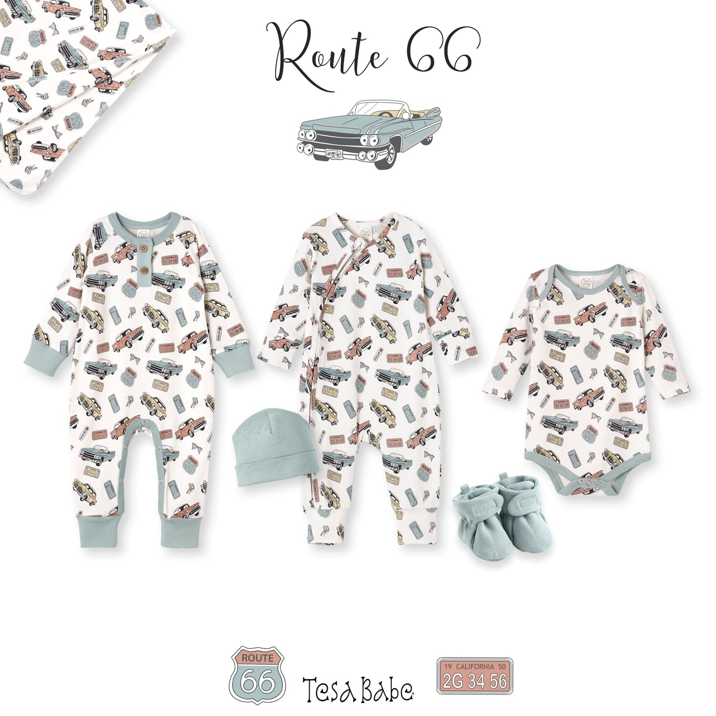 Route 66 Baby Boy Bamboo Vintage Cars Stroller Blanket