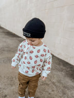 Football Print Cotton Crewneck Sweatshirt Top