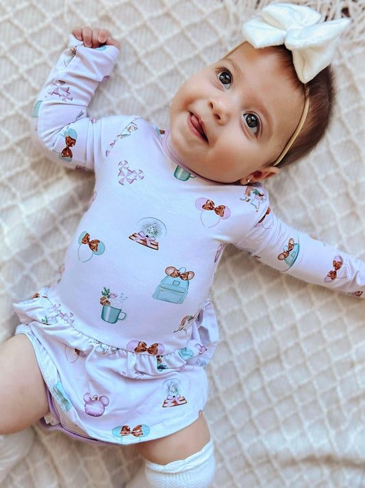 Christmas at the Park - Twirl Bodysuit Romper Dress (long sleeve)