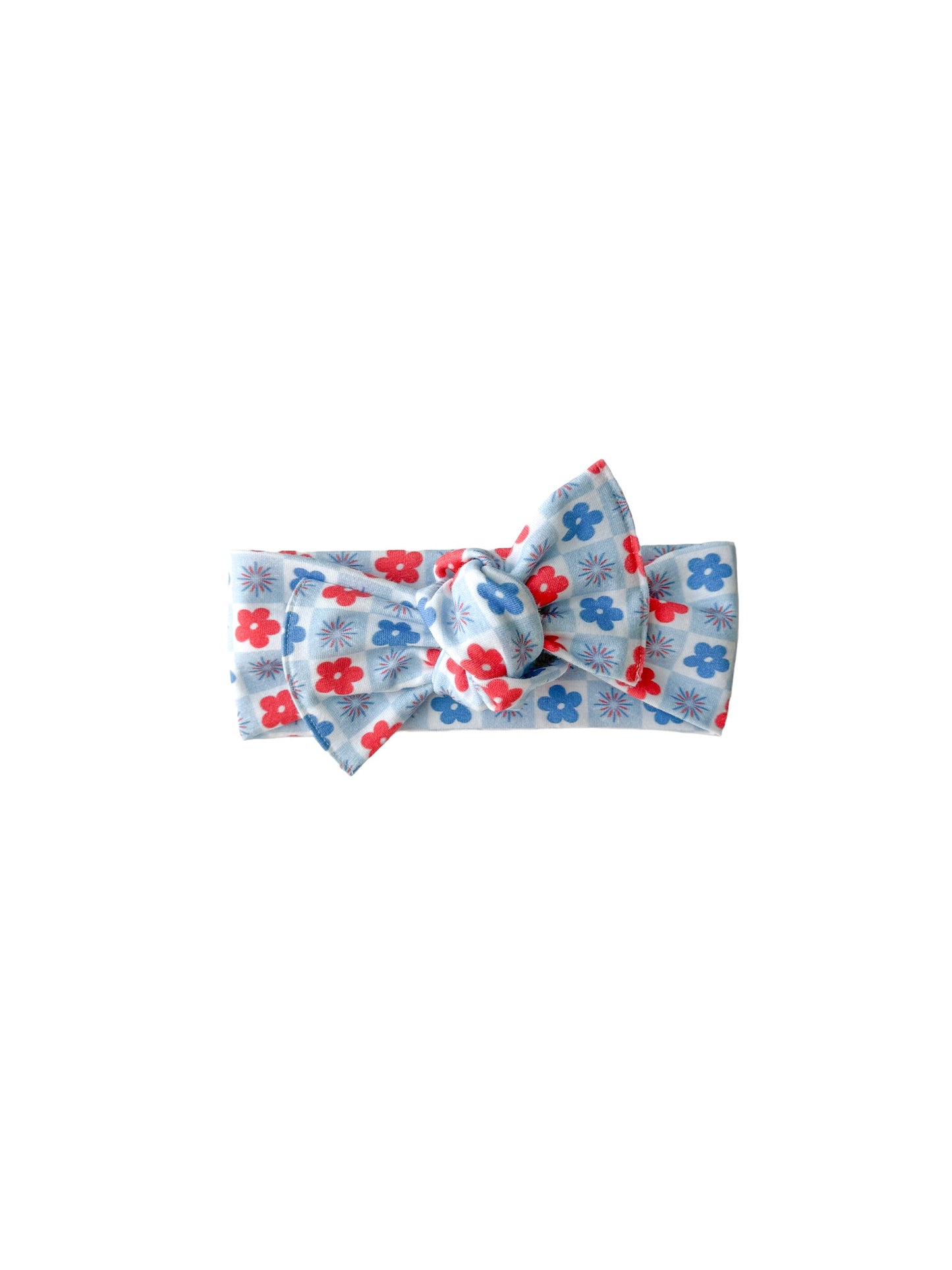 Floral Firework Plaid Tie On Headwrap