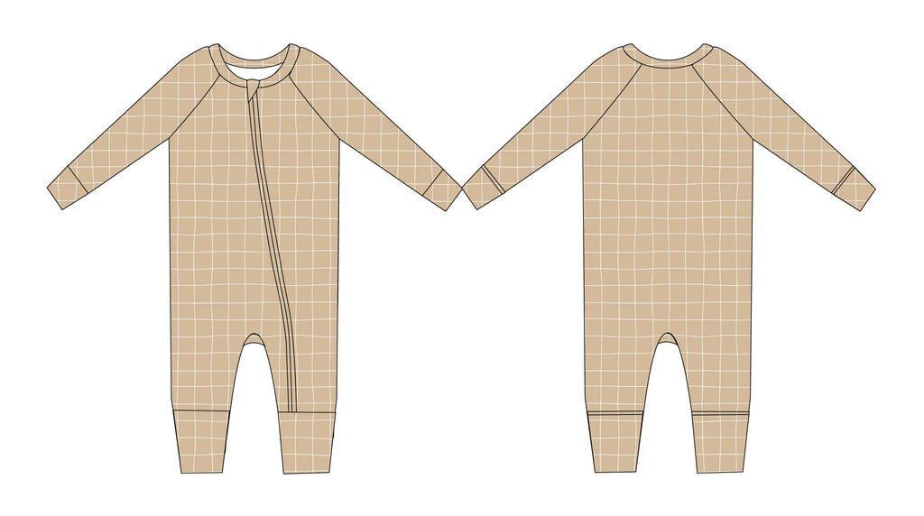 Cinnamon Cider Grid - Zipper Romper