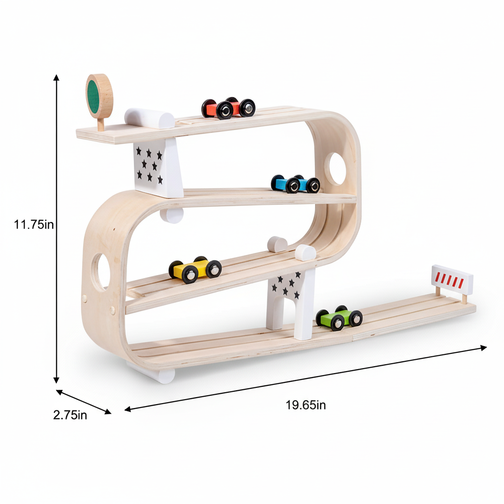 Wooden Car Ramp Racer | Montessori Rolling Track Toy for Toddlers
