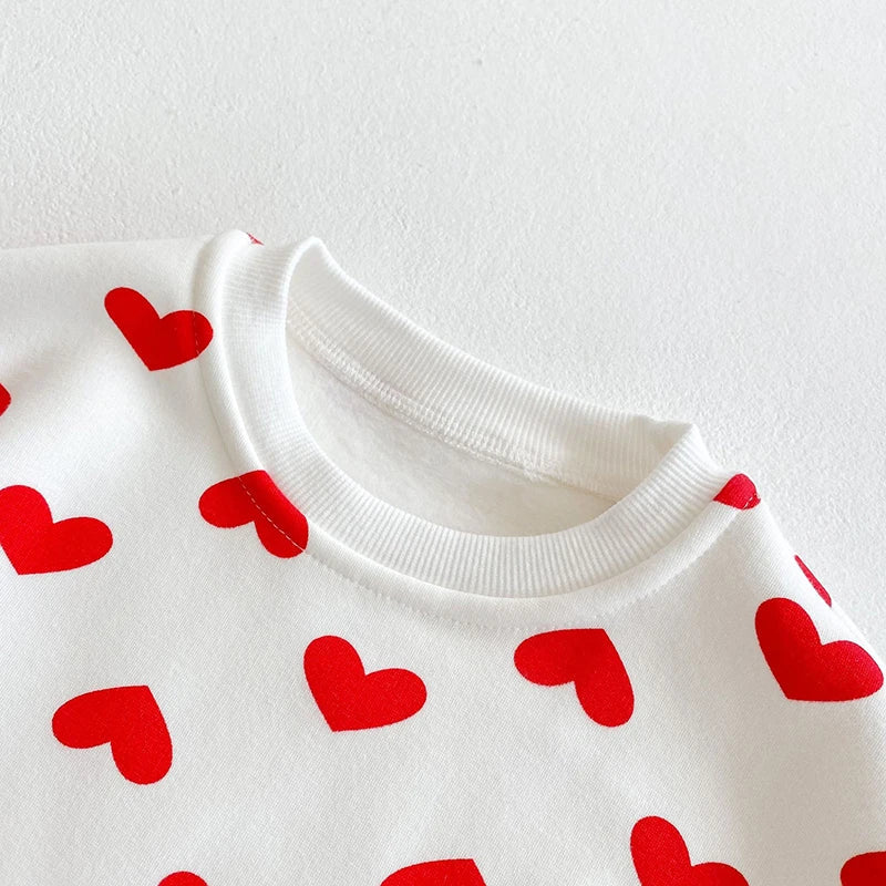 Plush Love Heart Bodysuit Romper Set