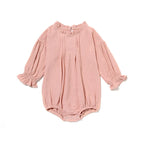 Girls Long Sleeve Linen Bodysuit Romper