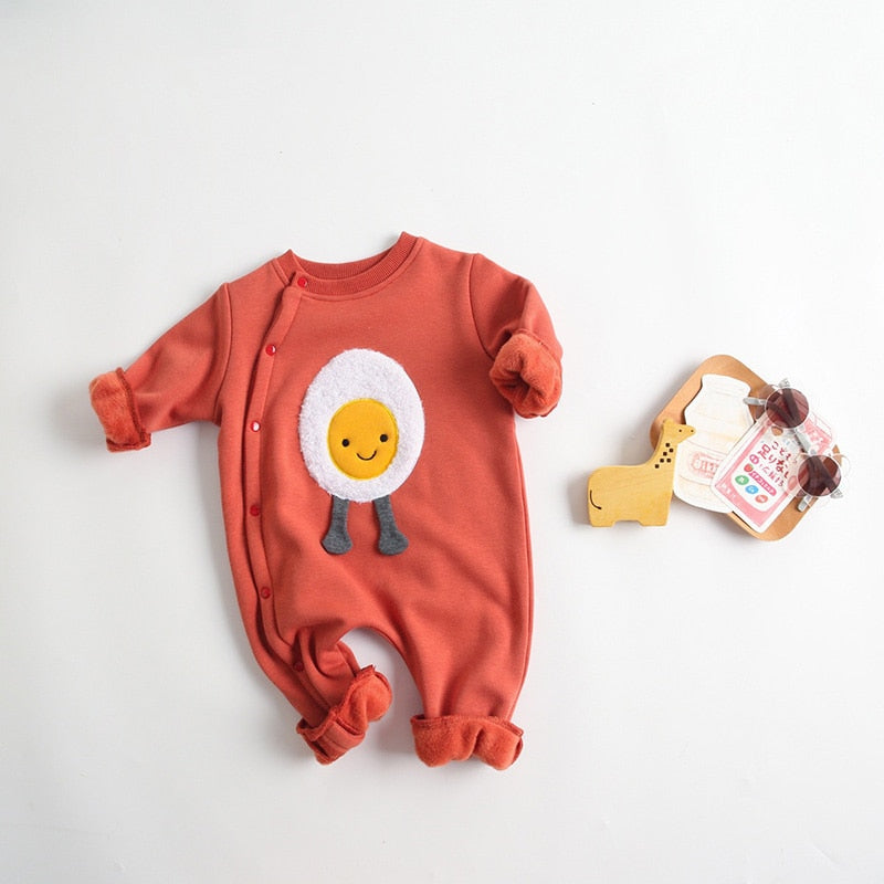 Fur Lining Cartoon Jumpsuit Romper