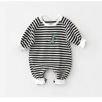 Dinosaur Long Sleeve Striped Jumpsuit Romper