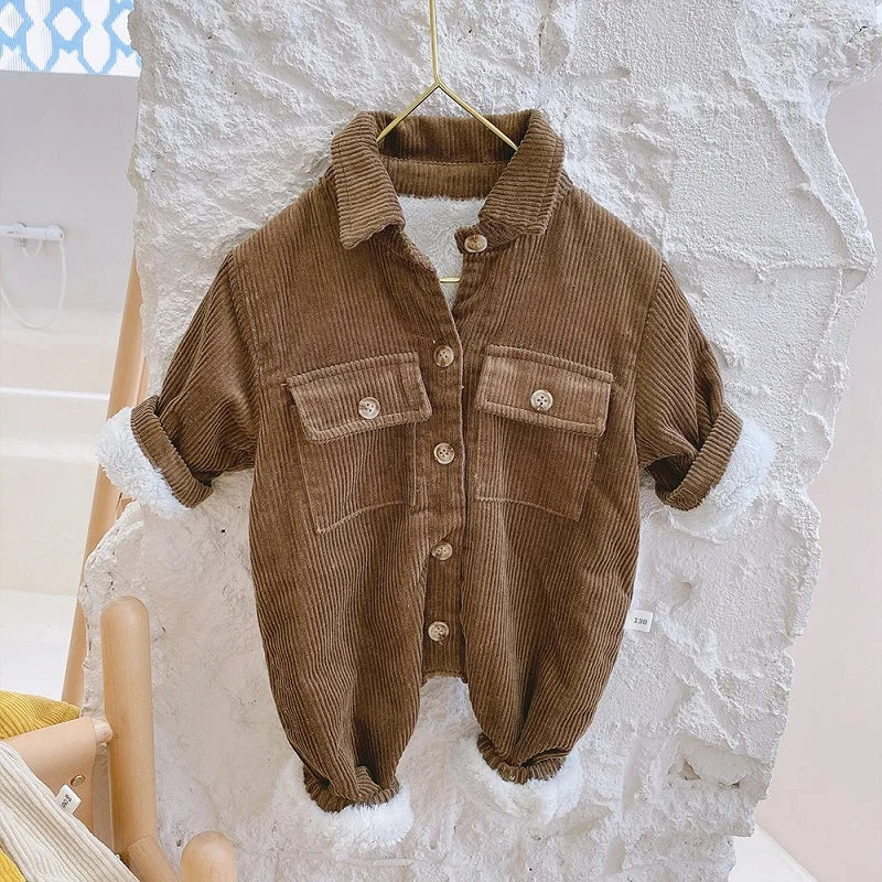 Fur Lining Corduroy Jumpsuit Romper