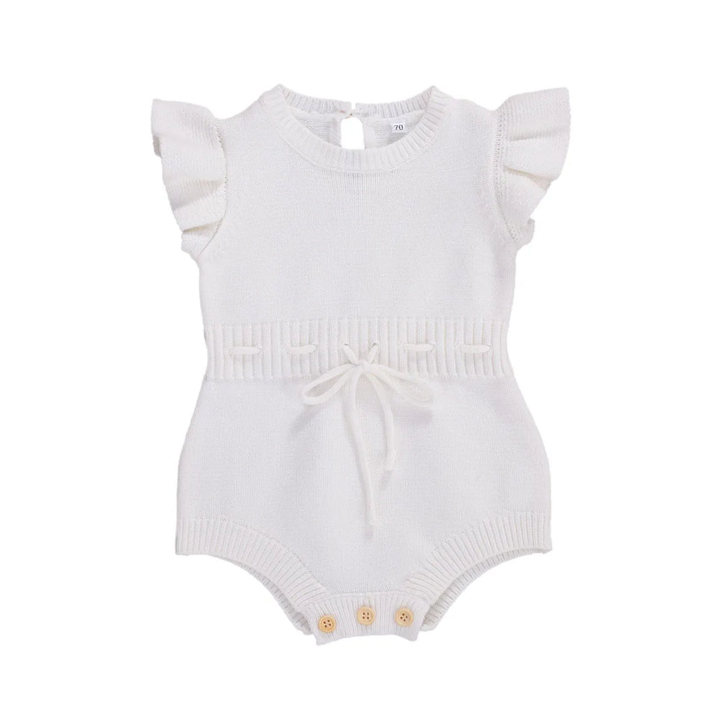 Knitted Sleeveless Drawstring Romper