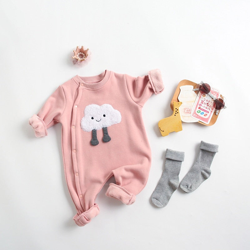 Fur Lining Cartoon Jumpsuit Romper