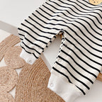 Bear Face Print Striped Romper