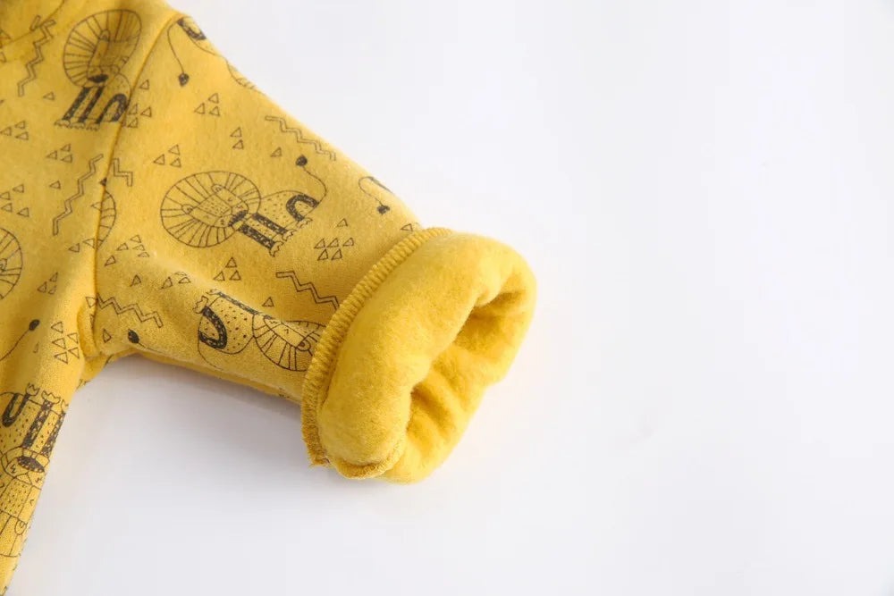 Baby Toddler Boy Girl Winter Clothes Fleece Thick Baby Romper Warm Long Sleeve Hooded Ears Jumpsuit