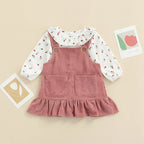 Floral Blouse Frill Suspender Dress Set