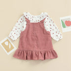 Floral Blouse Frill Suspender Dress Set