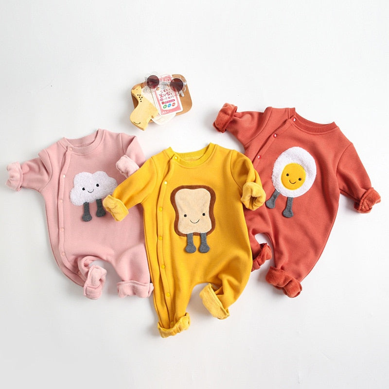 Fur Lining Cartoon Jumpsuit Romper