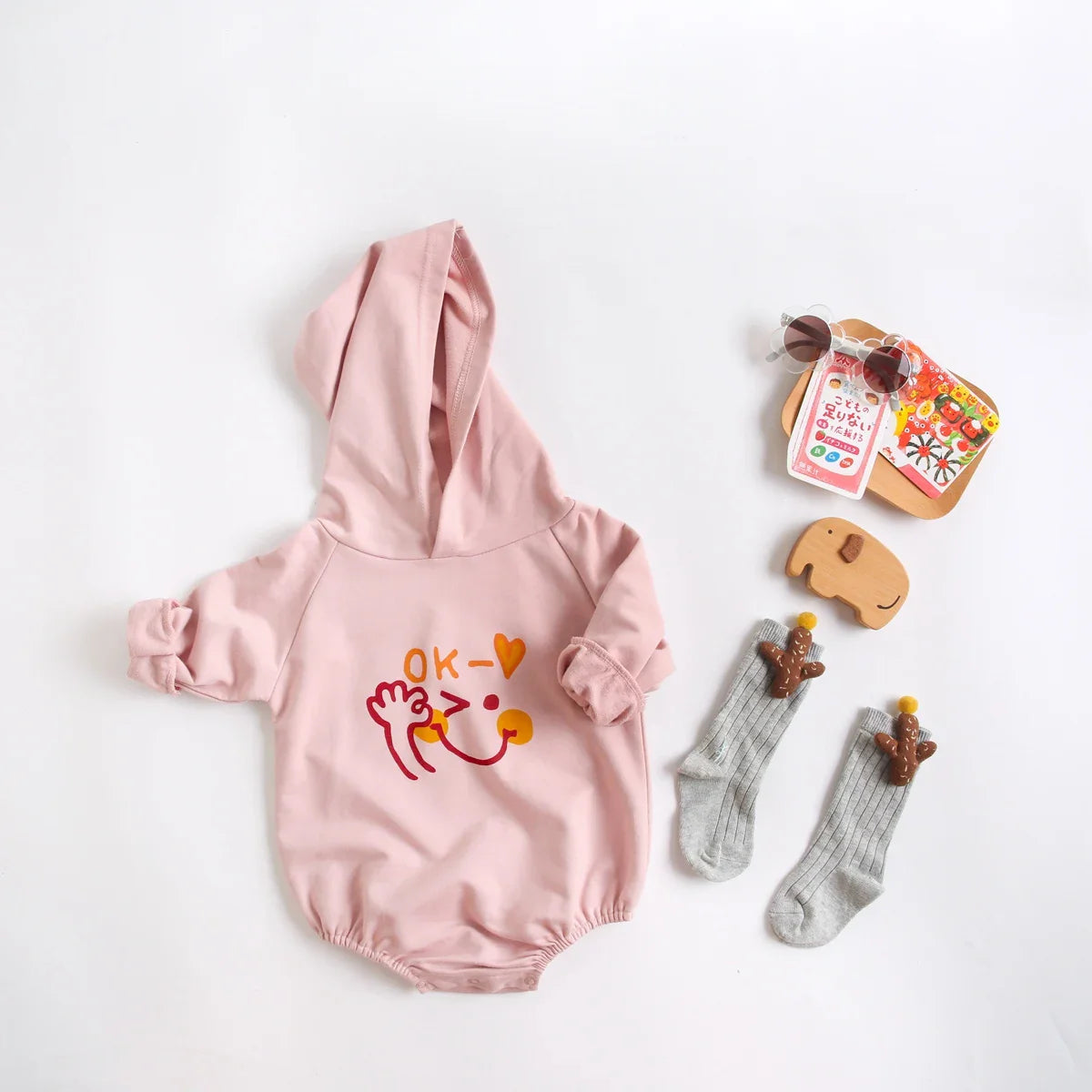 Casual Cotton Hooded Bodysuit Romper