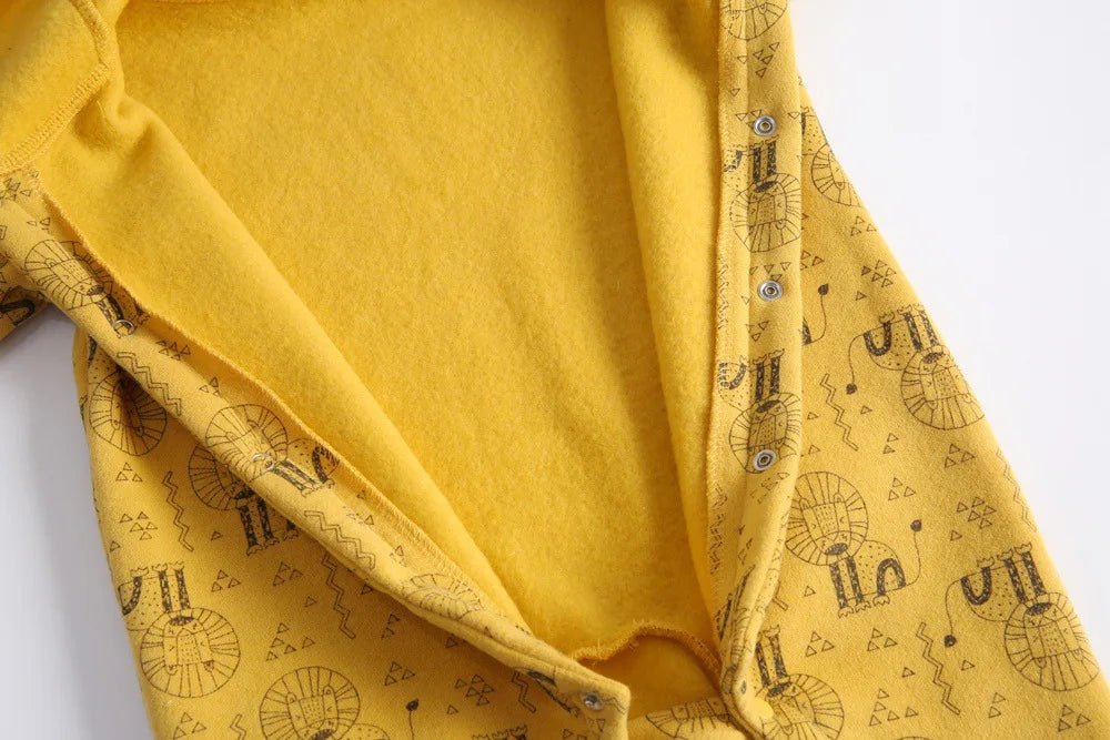 Baby Toddler Boy Girl Winter Clothes Fleece Thick Baby Romper Warm Long Sleeve Hooded Ears Jumpsuit