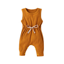 Load image into Gallery viewer, Infant Baby Girls Cotton Rib Tank Top Bow Jumpsuit Full Length Romper
