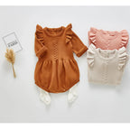 Ruffle Sleeve Knitted Bodysuit Romper