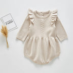 Ruffle Sleeve Knitted Bodysuit Romper
