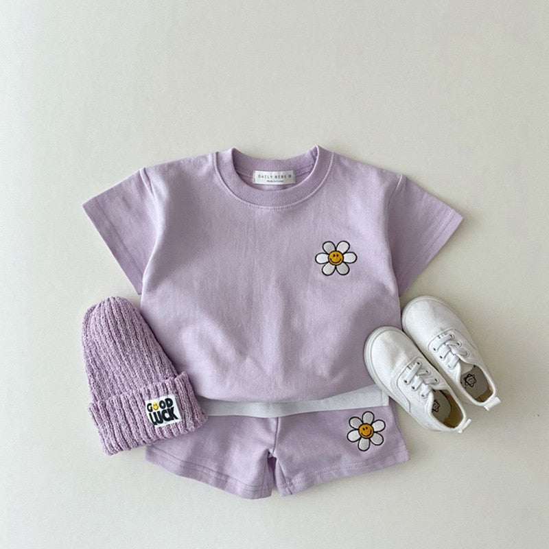 Daisy Print Flower Shorts Jogger Set
