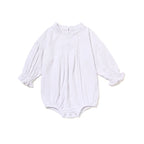 Girls Long Sleeve Linen Bodysuit Romper
