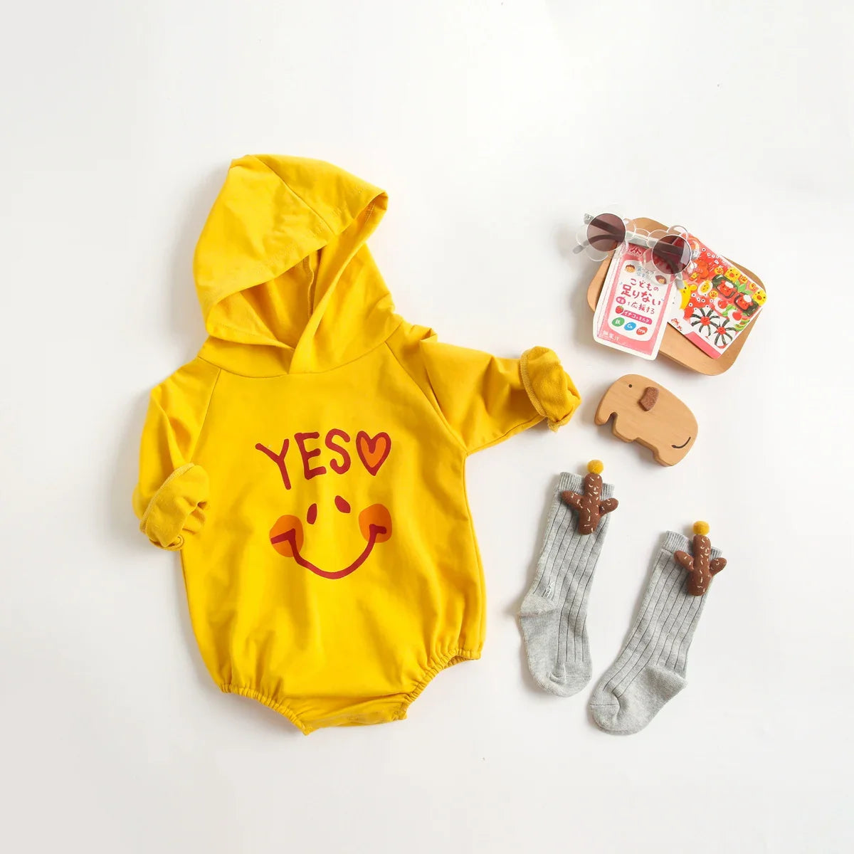 Casual Cotton Hooded Bodysuit Romper