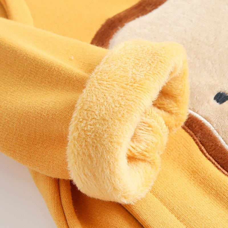 Fur Lining Cartoon Jumpsuit Romper