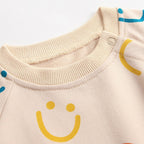 Mini Smile Cotton Bodysuit Romper With Headband