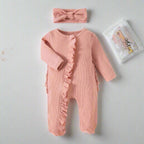 Ruffle Footed Jumpsuit Romper with Headband Set