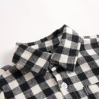 Button Up Plaid  Bodysuit Romper