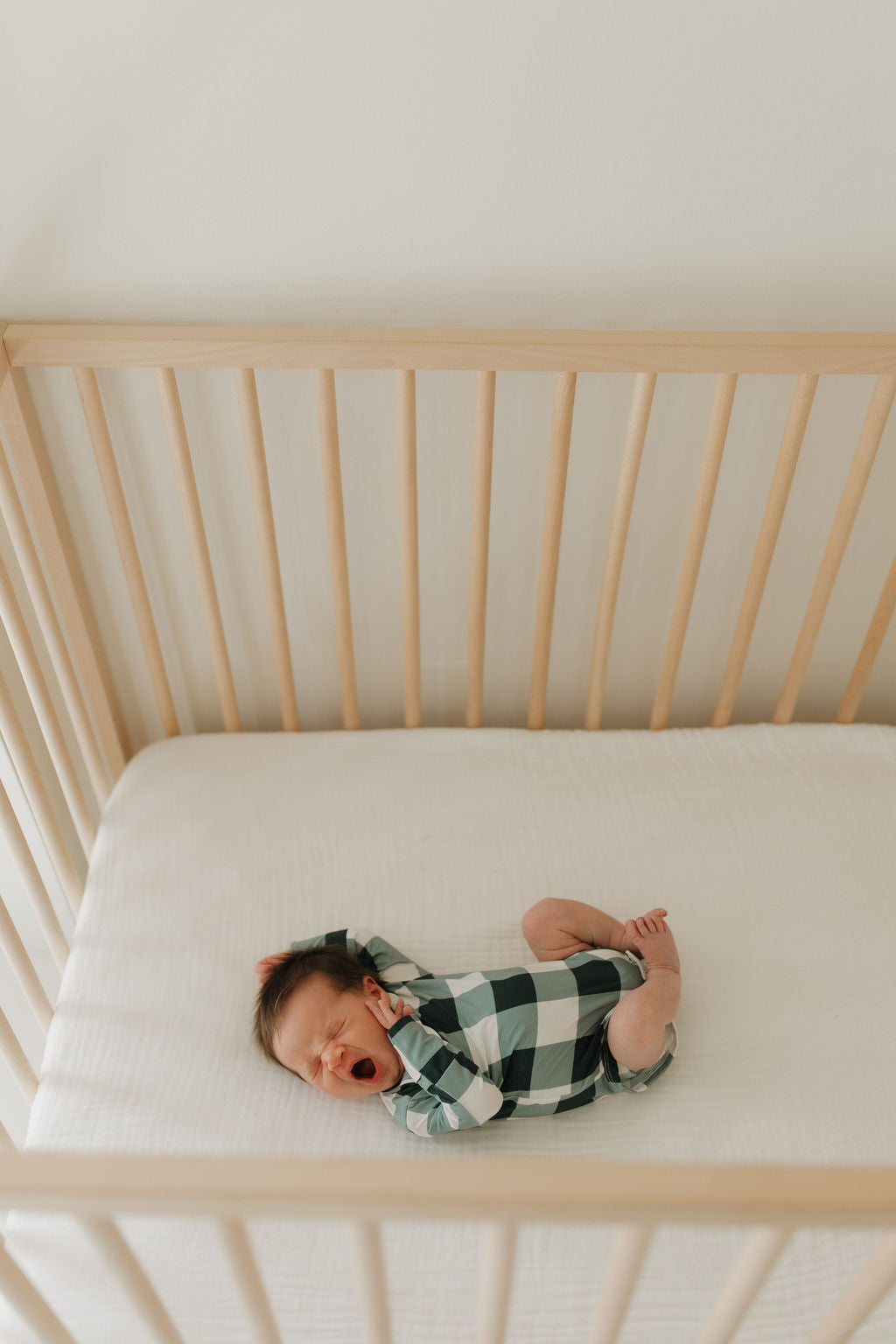 Long Sleeve Bamboo Snapsuit Romper | Evergreen Gingham